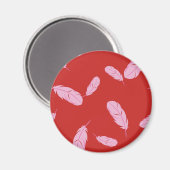 Aimant rose et rouge - Plumes (Recto/Verso)