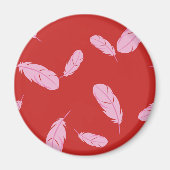 Aimant rose et rouge - Plumes (Devant)