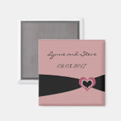 Aimant Rose et ruban noir Enregistrer la date (Recto/Verso)