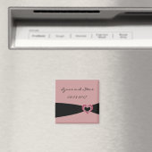 Aimant Rose et Ruban Noir Save the Date (In Situ (Lave-vaisselle))