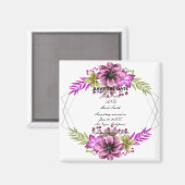 Aimant Rose Et Vert Aquarelle Floral Enregistrer La Date (Recto/Verso)