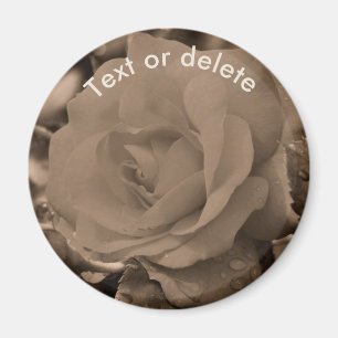 Aimant Rose Fleur Sépia Personnalisée