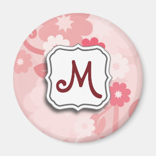 Aimant Rose floral de remous abstrait avec le monogramme