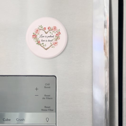 Aimant Rose florale cœur amour romantique rose pâle (In situ (réfrigérateur))