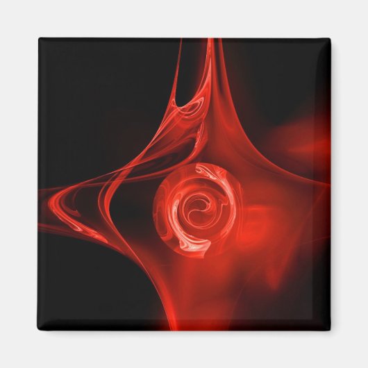 Aimant ROSE FRACTAL, rouge, noir (Devant)