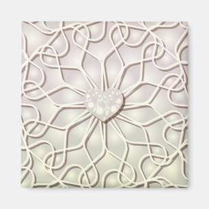 Aimant Rose Géométrique Or LOVE Motif de Cœur