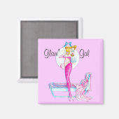Aimant rose glam' Gal (Recto/Verso)