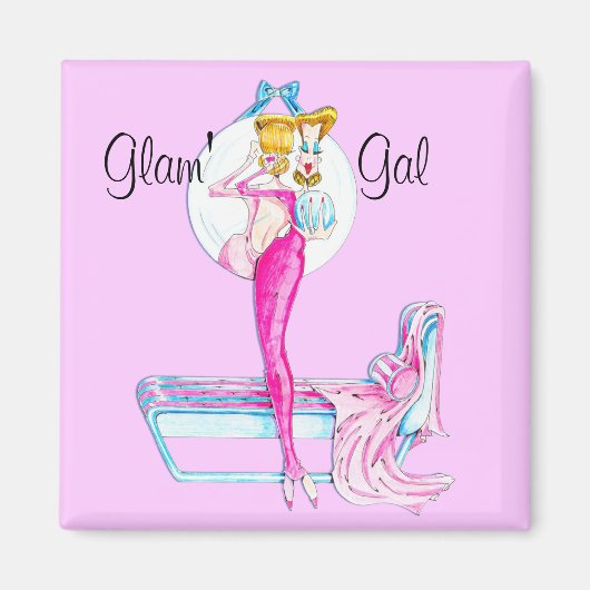 Aimant rose glam' Gal (Devant)