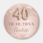Aimant rose gold blush 40e anniversaire save the date (Devant)