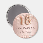 Aimant rose gold blush save the date 18e anniversaire (Recto/Verso)