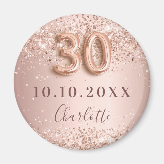 Aimant rose gold blush save the date 30e anniversaire (Devant)