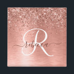 Aimant Rose Gold brossé Parties scintillant métallique No<br><div class="desc">Personnalisez facilement ce design d'aimant chic branché avec une jolie parties scintillant brillante en or rose sur un arrière - plan métallique brossé en or rose.</div>