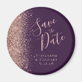Aimant Rose Gold Glitter Script Faire-Part de Pré-Réserva (Devant)