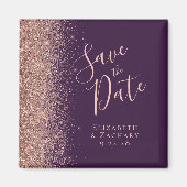 Aimant Rose Gold Glitter Script Faire-Part de Pré-Réserva (Devant)