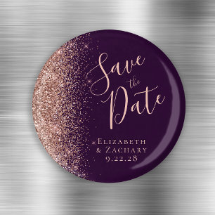 Aimant Rose Gold Glitter Script Faire-Part de Pré-Réserva