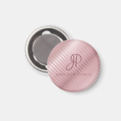 Aimant Rose Gold Modèle Monogramme Moderne Élégant (Recto/Verso)