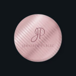 Aimant Rose Gold Modèle Monogramme Moderne Élégant<br><div class="desc">Rose Modèle or Monogramme Moderne élégant aimant rond.</div>