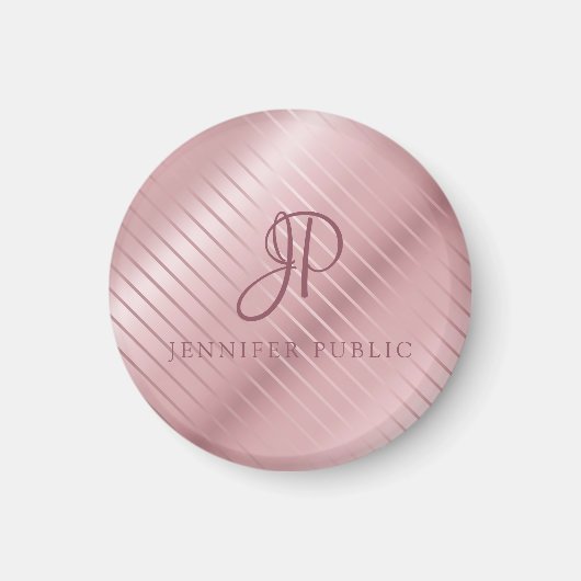 Aimant Rose Gold Modèle Monogramme Moderne Élégant (Devant)
