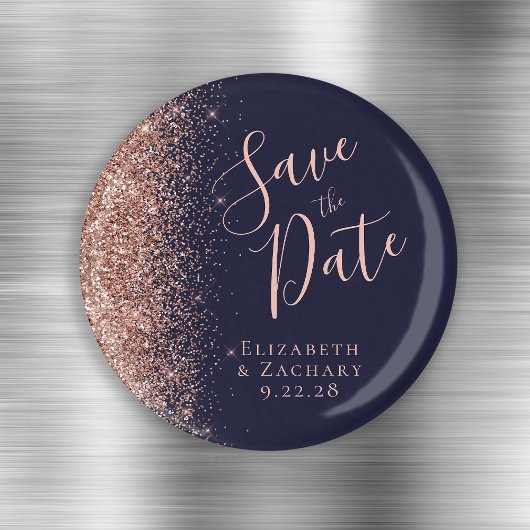 Aimant Rose Gold Pailleté Écriture Manuscrite Save the Da