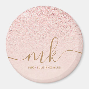 Aimant Rose Gold Pailleté Lettres Initiales et Nom de Lux