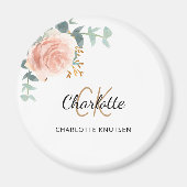 Aimant Rose gold pink floral eucalyptus thank you (Devant)