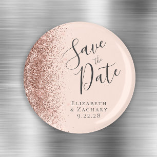 Aimant Rose Gold Poudré Rose Pailleté Écriture Save the D