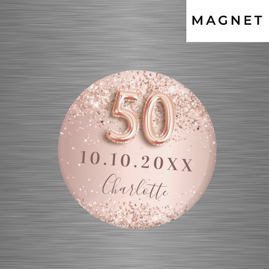 Aimant Rose goldée et blush pour les 50 ans save the date