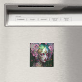 Aimant Rose Green Elf Fairy Femme Imaginaire Art (In Situ (Lave-vaisselle))