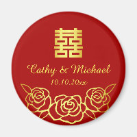Rose mariage chinois découpé en carton rouge et or