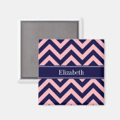 Aimant Rose, Marine Bleu LG Chevron Nom de la marine Mono (Recto/Verso)