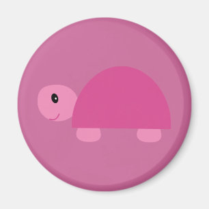 Aimant rose mignon de tortue de bande dessinée