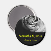 Aimant Rose noire et blanche, élégante et chic (Recto/Verso)