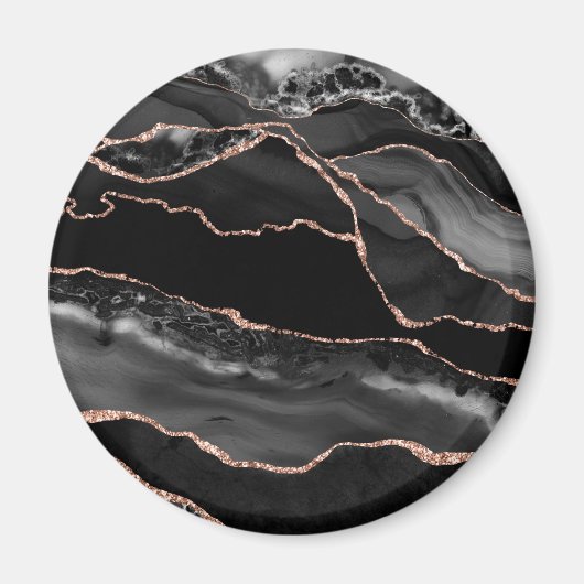 Aimant Rose noire or fausse agate géode (Devant)