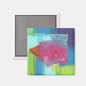 Aimant rose ornithologique sur bleu (Recto/Verso)