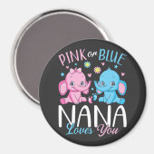 Aimant Rose Ou Bleu Nana Vous Aime Elephant Baby Circle (Recto/Verso)