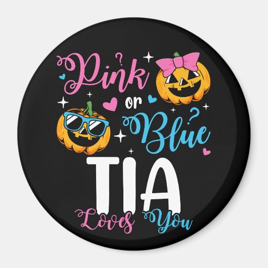 Aimant Rose Ou Bleu Tia Vous Aime Citrouille Baby Circle (Devant)
