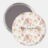 Aimant Rose Pâle Or Floral (Recto/Verso)