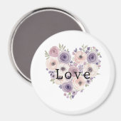 Aimant Rose Pâle Violet Blanc Fleur Coeur (Recto/Verso)