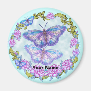 Aimant Rose papillon