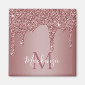 Aimant Rose Parties scintillant de goutte d'or Monogramme (Devant)