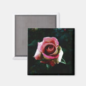 Aimant Rose peint à l'huile (Recto/Verso)
