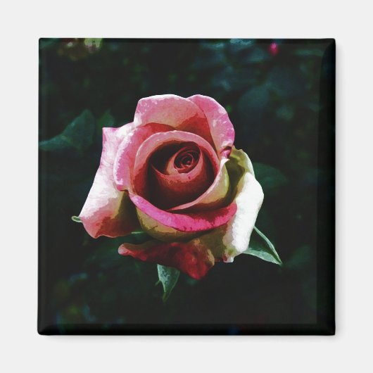 Aimant Rose peint à l'huile (Devant)