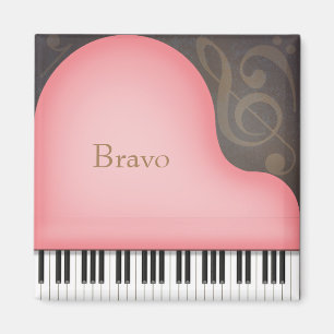 Aimant Rose Pink Grand Piano Nom personnalisé ou musique 