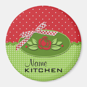 Aimant Rose Pointe Polka, Rouge