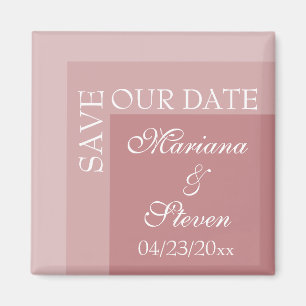 Aimant Rose Poussiéreuse Simple Mariage Chic Moderne Scri
