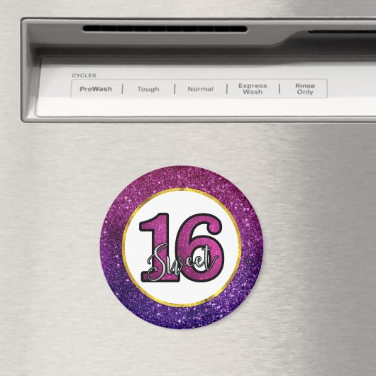 Aimant Rose & Purple Sweet 16 Parties scintillant étincel (In Situ (Lave-vaisselle))