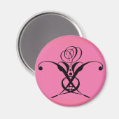 Aimant Rose rose Art déco noir (Recto/Verso)