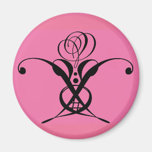 Aimant Rose rose Art déco noir
