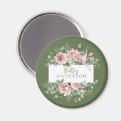 Aimant Rose rose blush personnalisée (Recto/Verso)