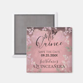 Aimant Rose Rose chic Quinceanera rose Enregistrer la dat (Recto/Verso)